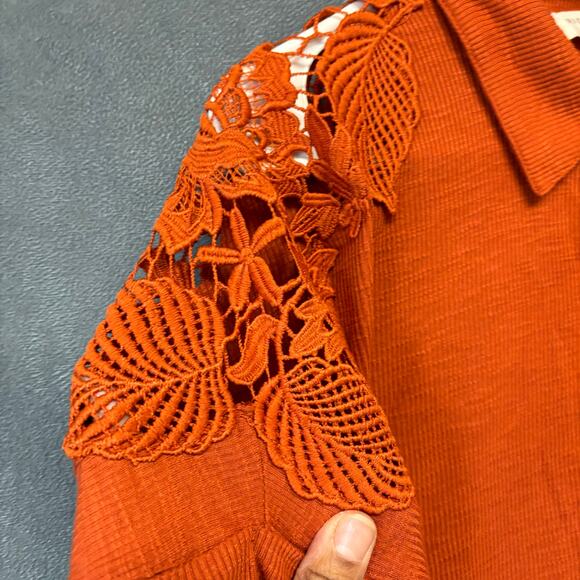 Rio & Rian Plus Size 1X Rustic Quaint Eyelet Crochet Dainty Western Cut Out - Picture 7 of 11